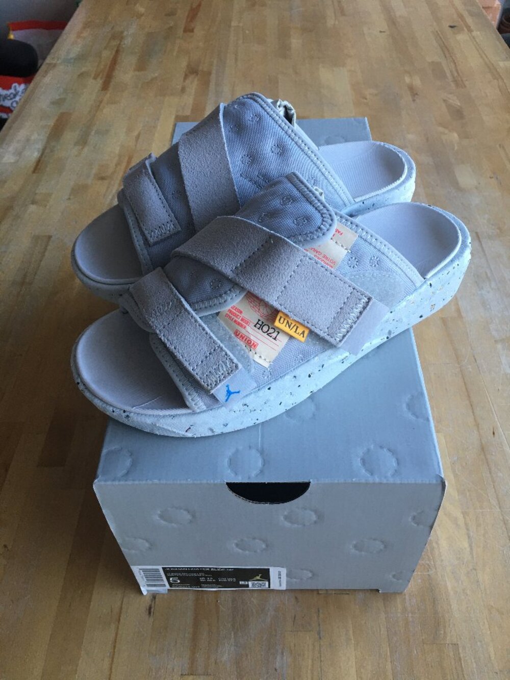 Union LA x Jordan Crater Slide "Grey Fog" DO6274-001 Sz 5